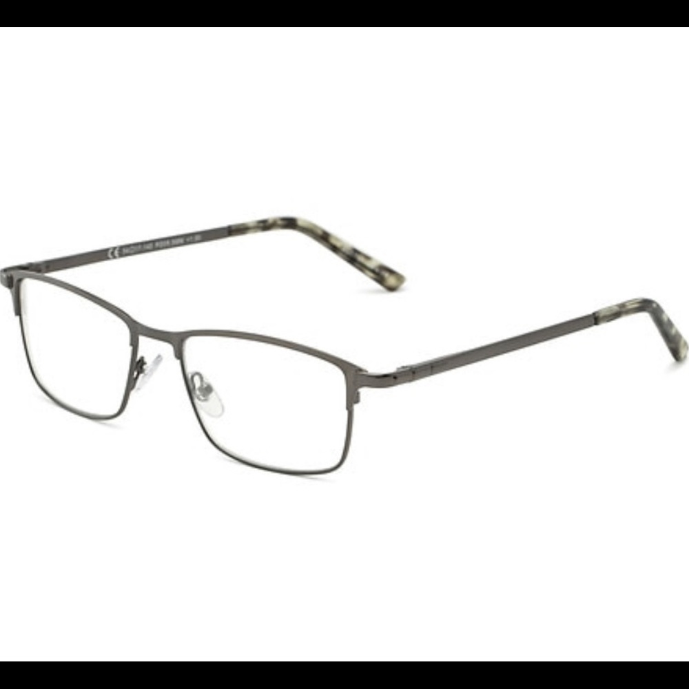 🆕 Foster Grant Pop of Power Austin Reading Glasses Gun Metal +1.50